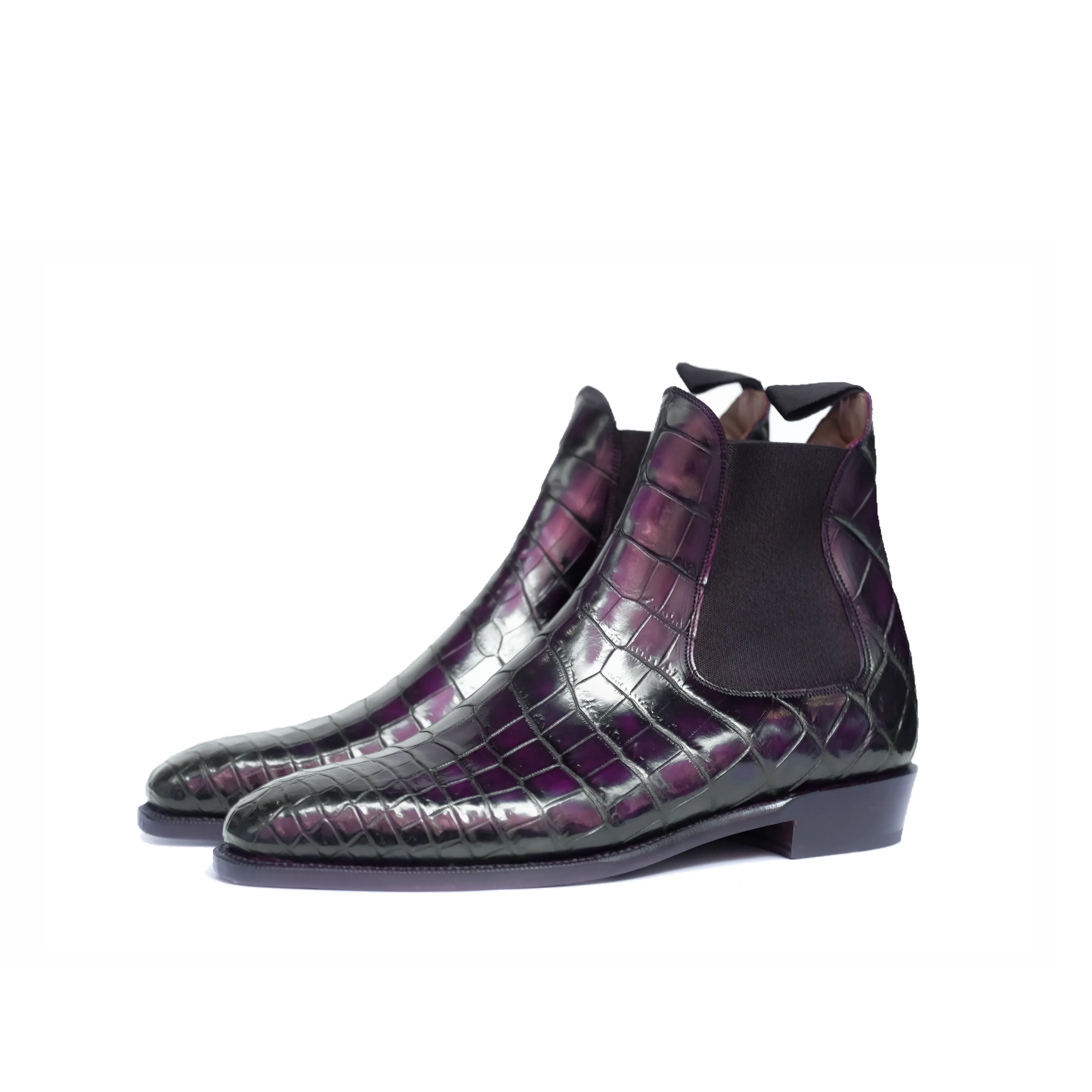 Alki Redux - MTO - Genuine Crocodile - Purple Patina - LPB Last - Single Leather Sole