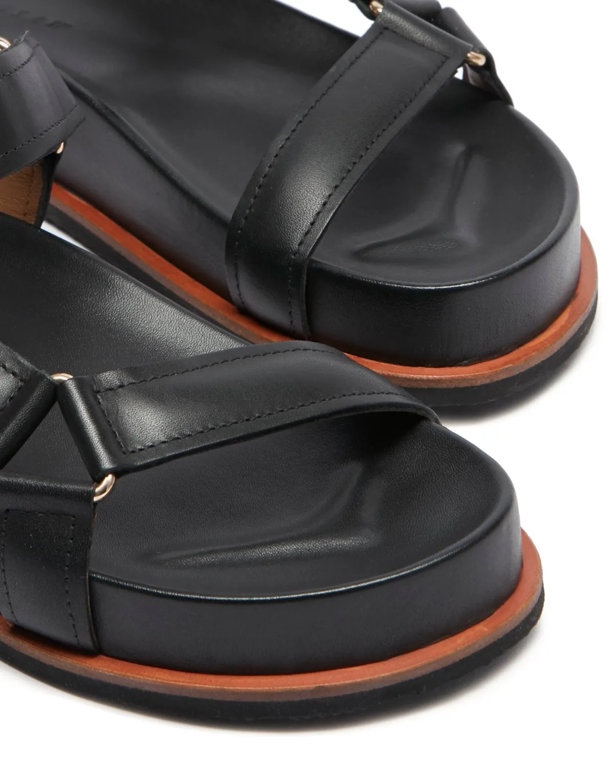 Ava Leather Footbed Sandal | Black