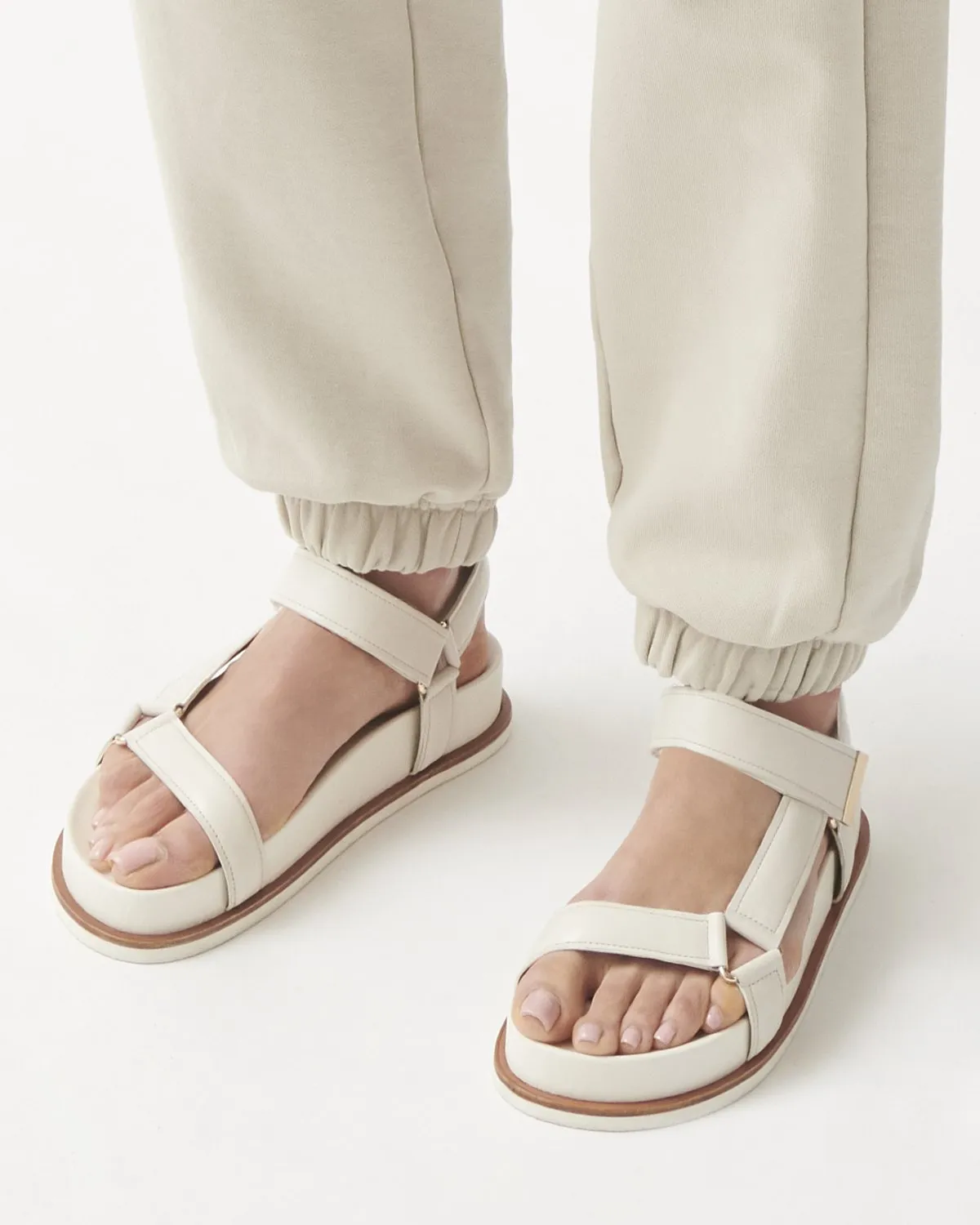 Ava Leather Footbed Sandal | White