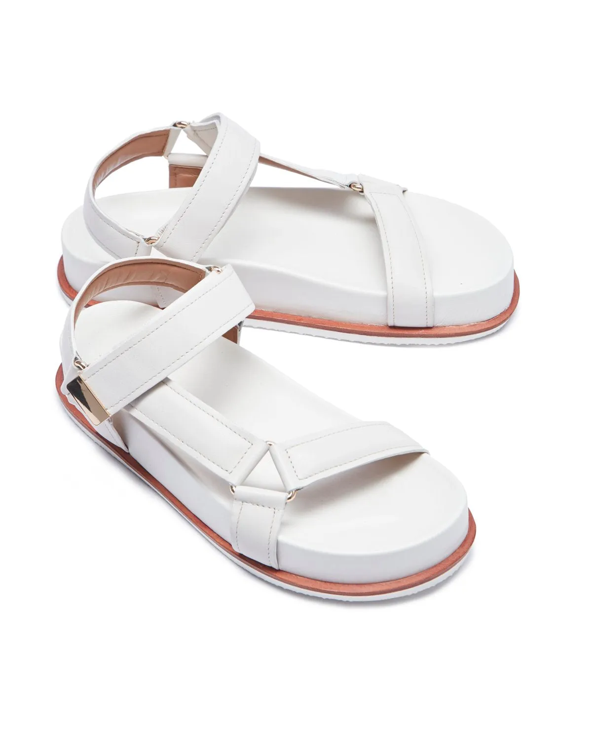 Ava Leather Footbed Sandal | White