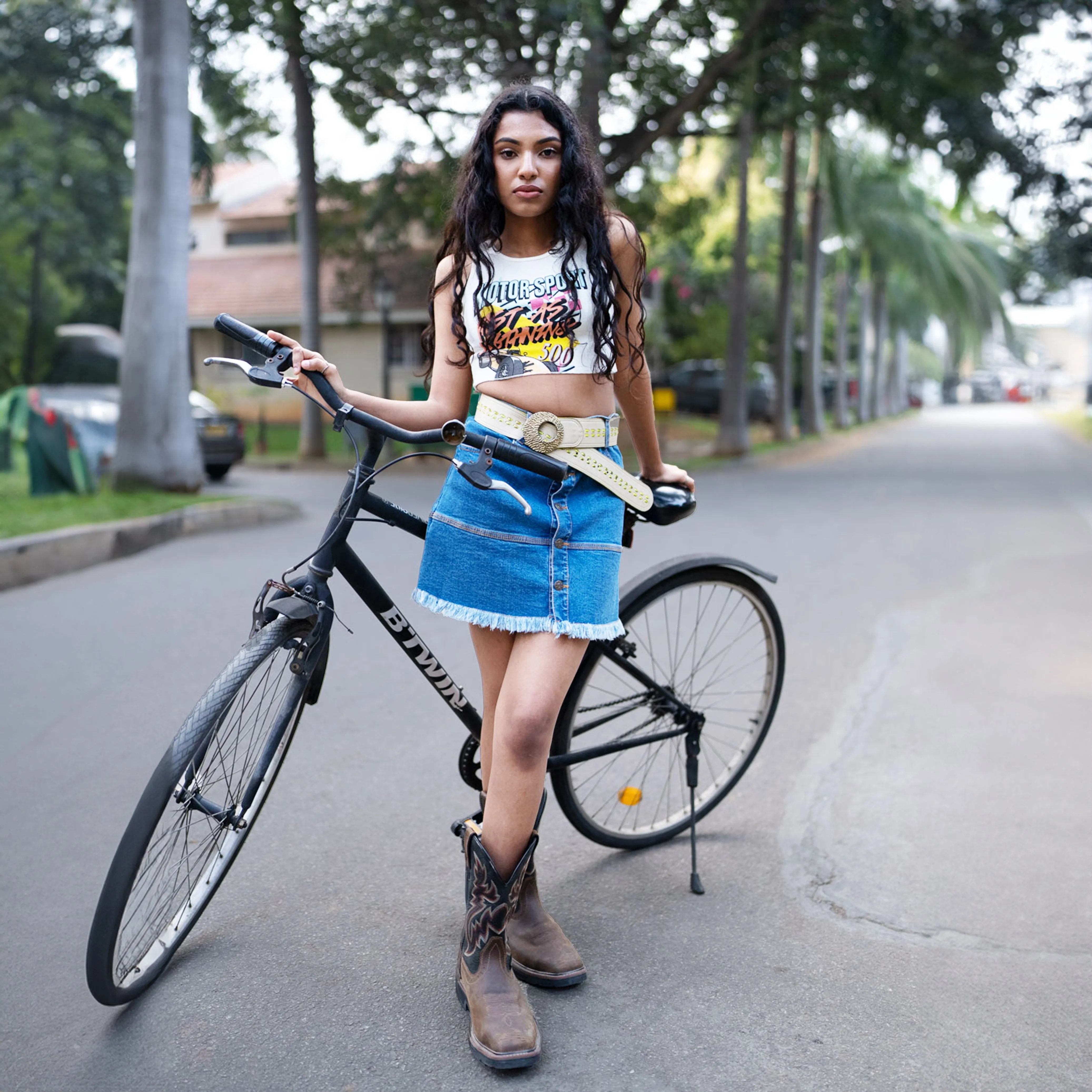 Frayed Denim Short Skirt