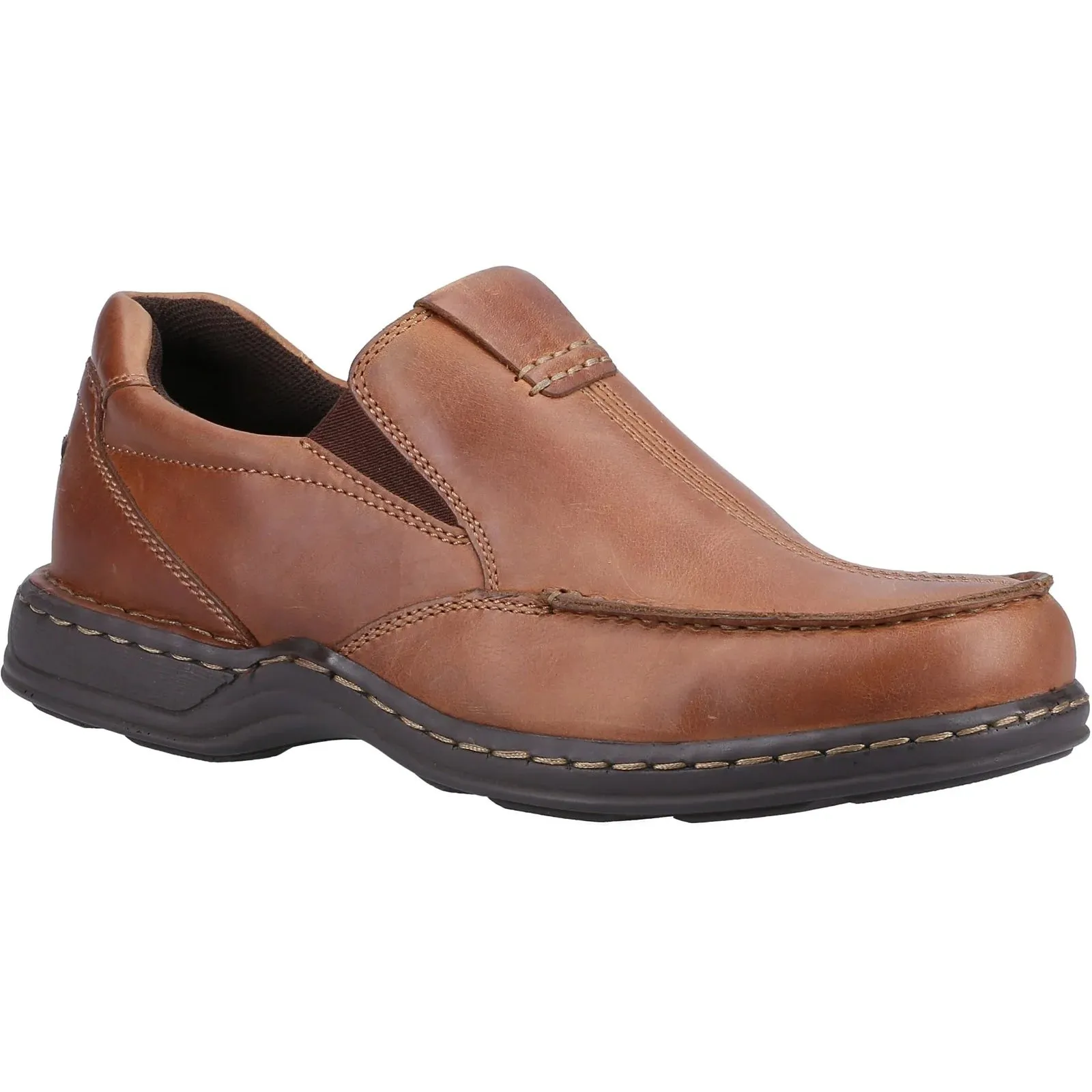 Hush Puppies Brown Slip On Shoes Leather Comfort Wide Ronniea sale