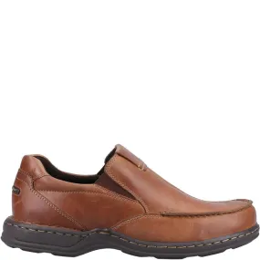 Hush Puppies Brown Slip On Shoes Leather Comfort Wide Ronniea sale