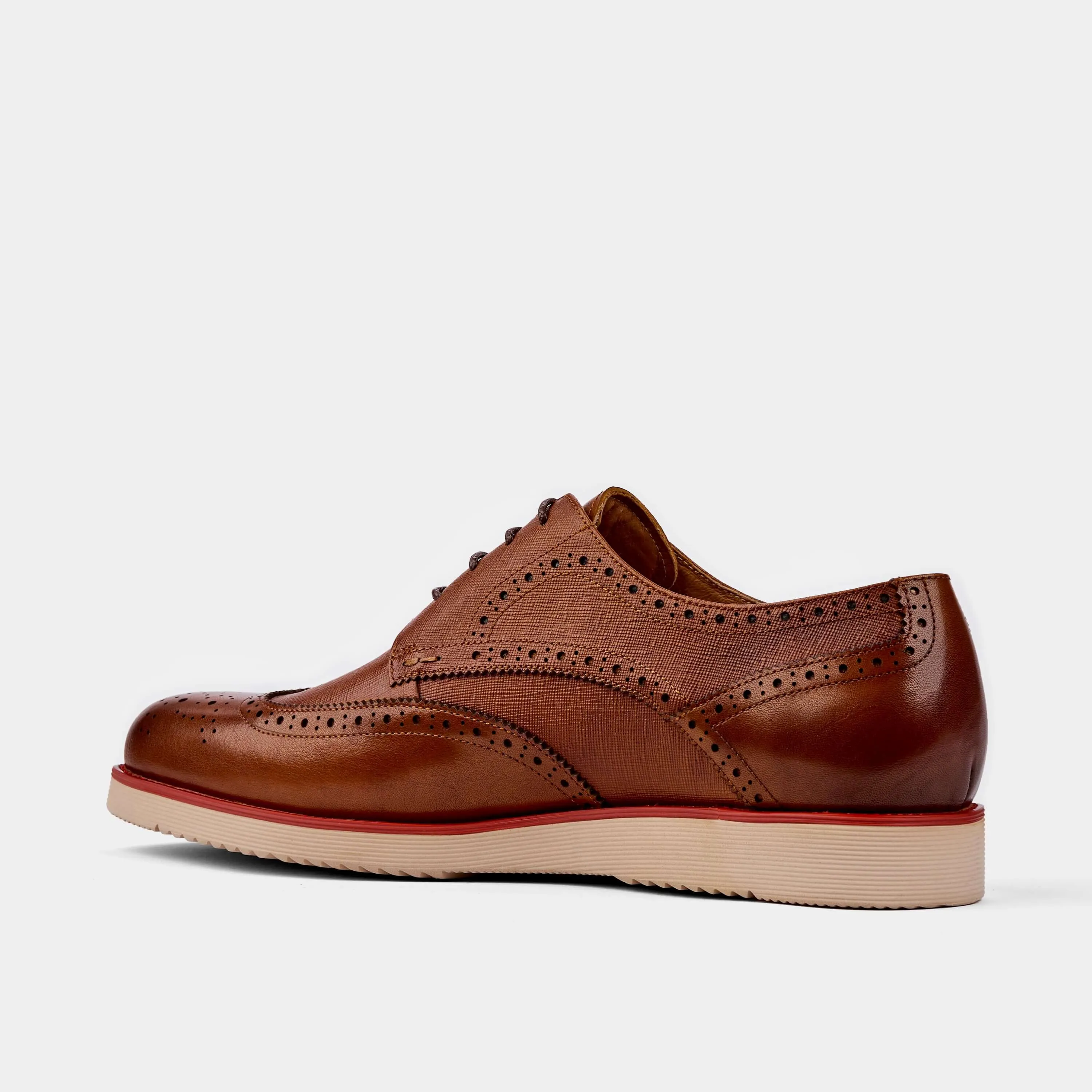 Jasper Cognac Leather Wingtip Sneakers 2.0