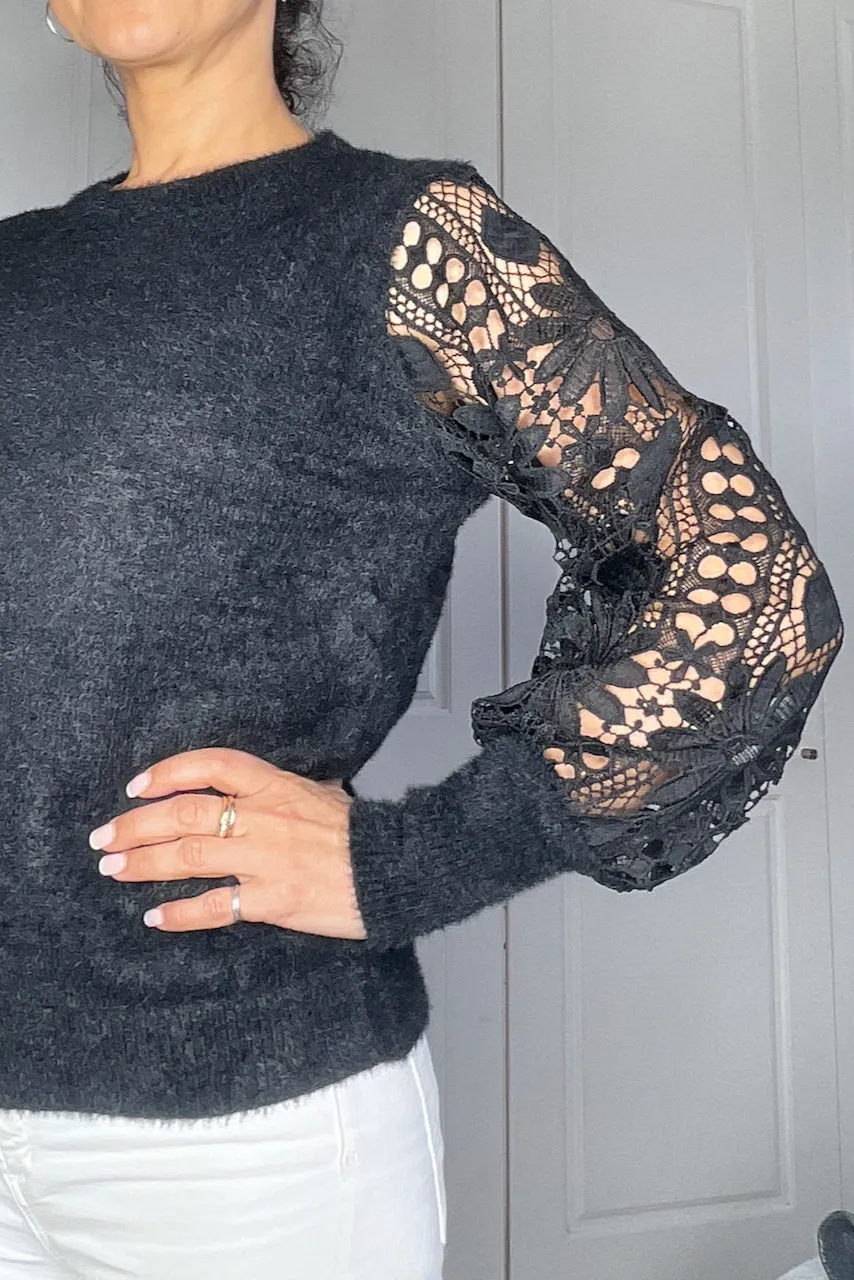 Lara Lace Jumper - Black