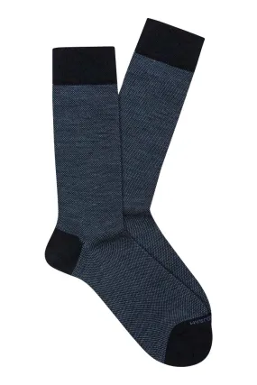 Marcoliani Navy Extra Fine Merino Birdseye Socks