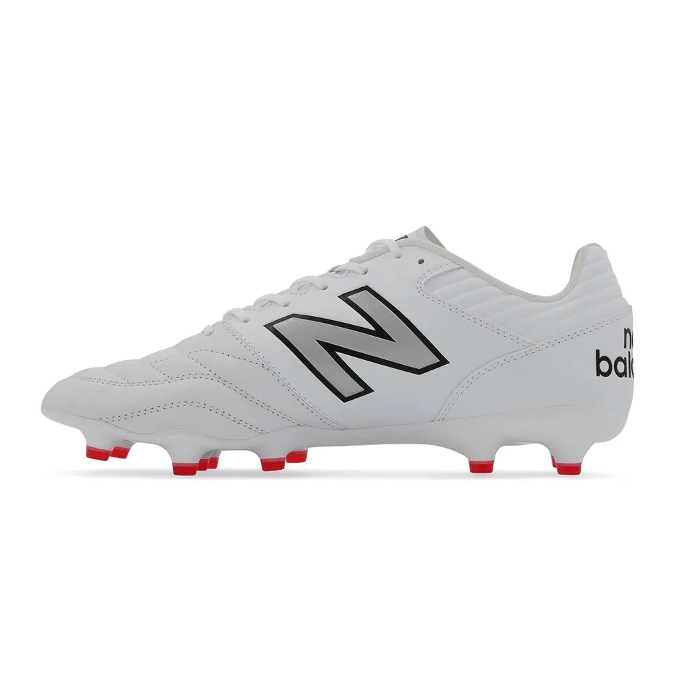 New Balance 442 V2 Pro FG Football Boots (White/Silver/Red)