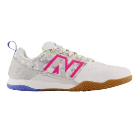 New Balance Audazo V6 Pro IN 2E - White/Pink/Blue - Enhanced Performance Indoor Football Boots