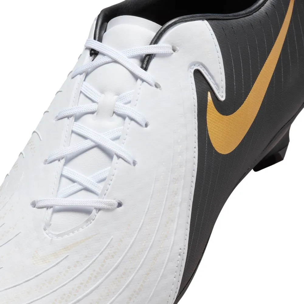 Nike Phantom GX 2 Academy FG Football Boots (White/Black/Metallic Gold)