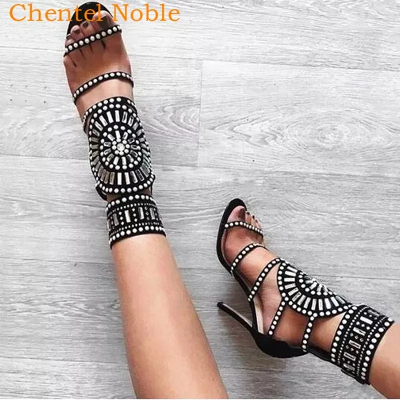 Open Toe Rhinestone Design High