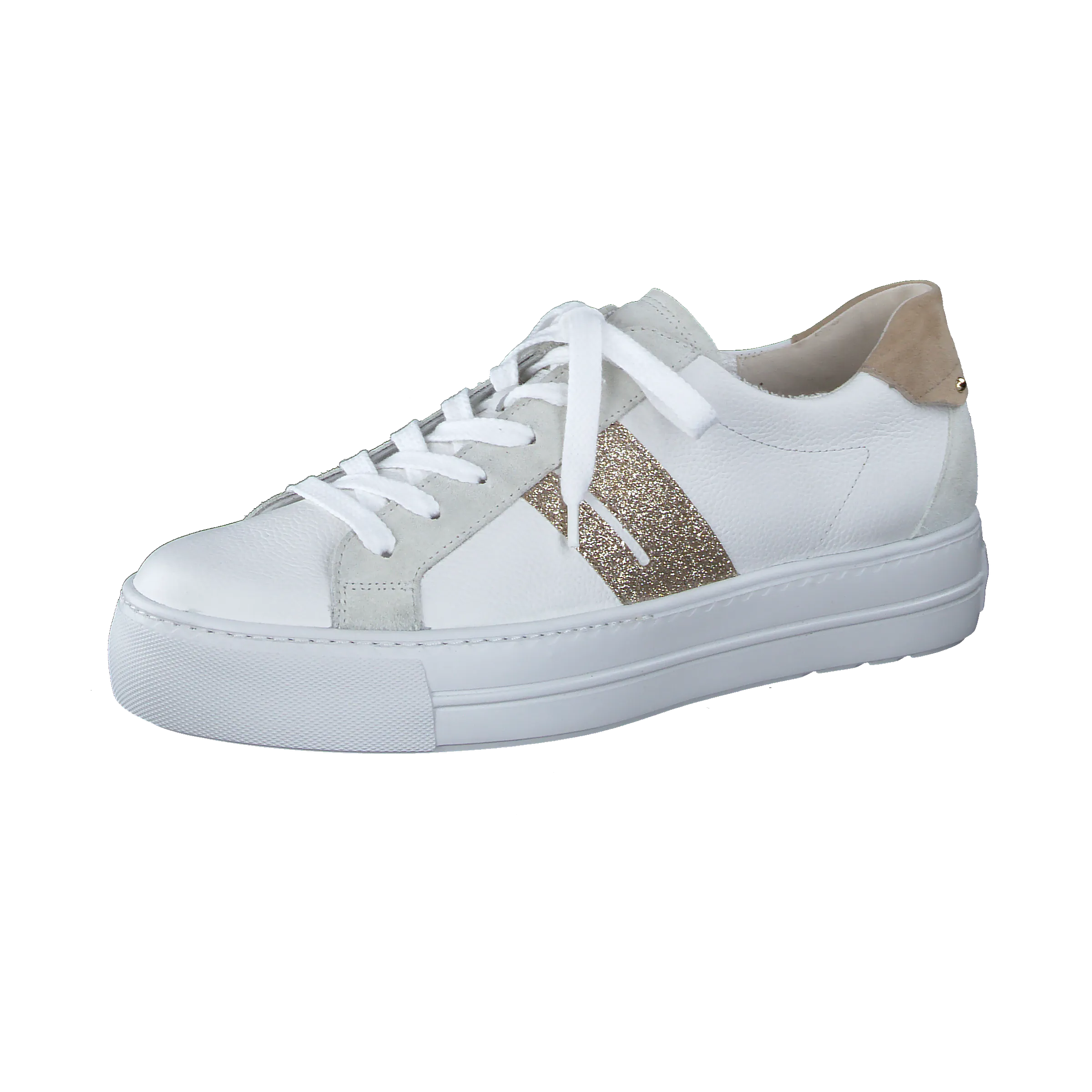 Paul Green White Leather Laced trainer 5330