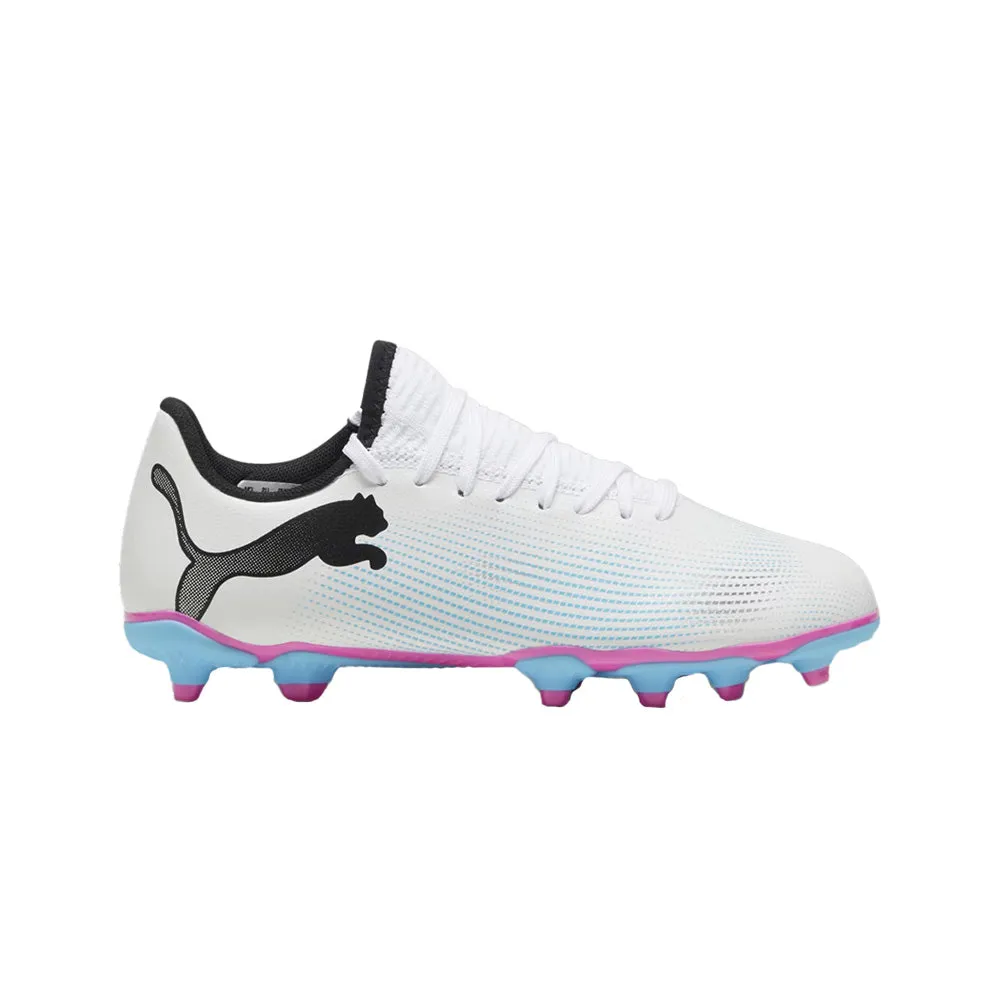 Puma Future 7 Play Jnr FG/AG Football Boots (White/Black/Poison Pink)