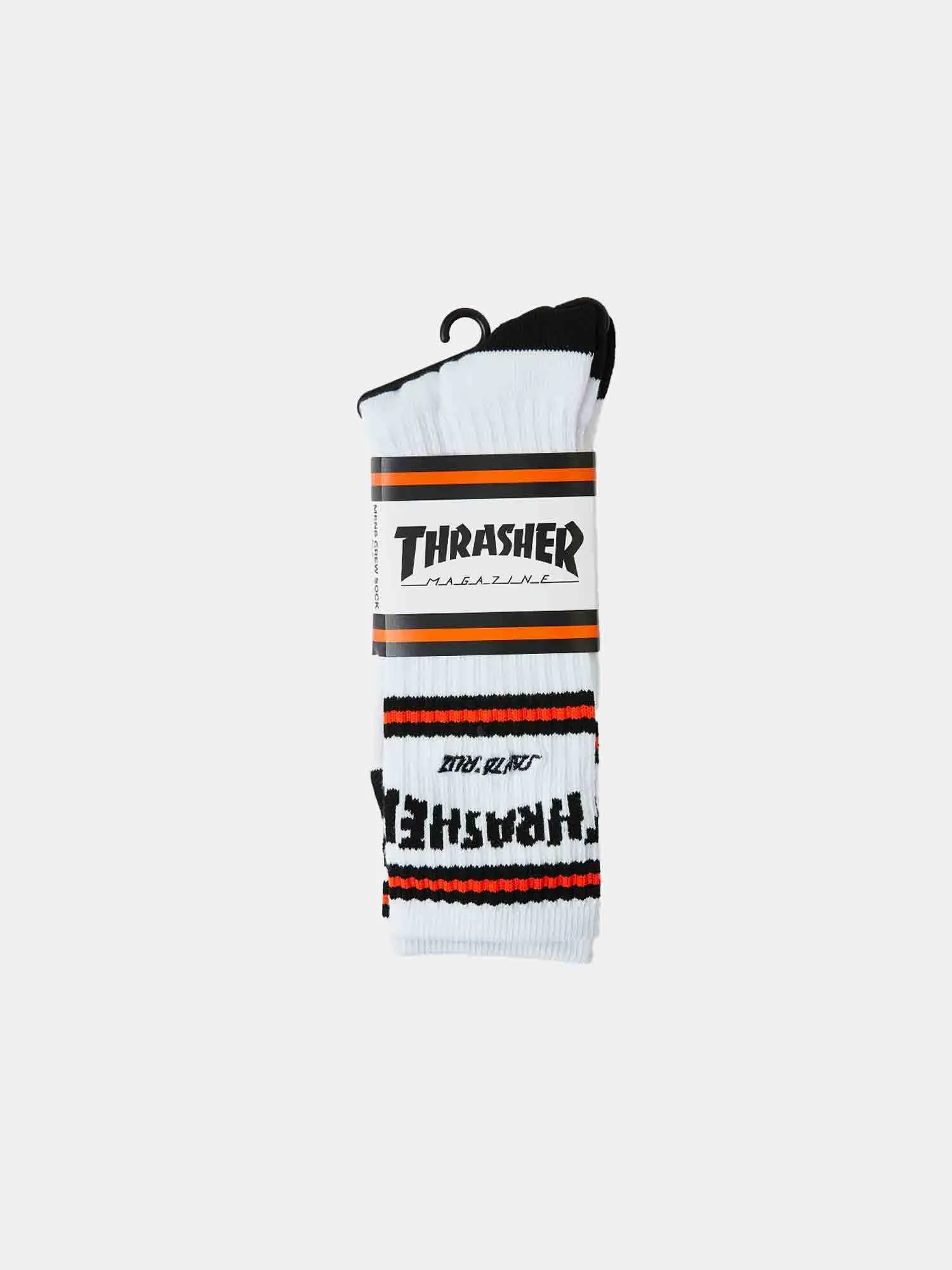 Thrasher x Santa Cruz Strip Crew Socks - White