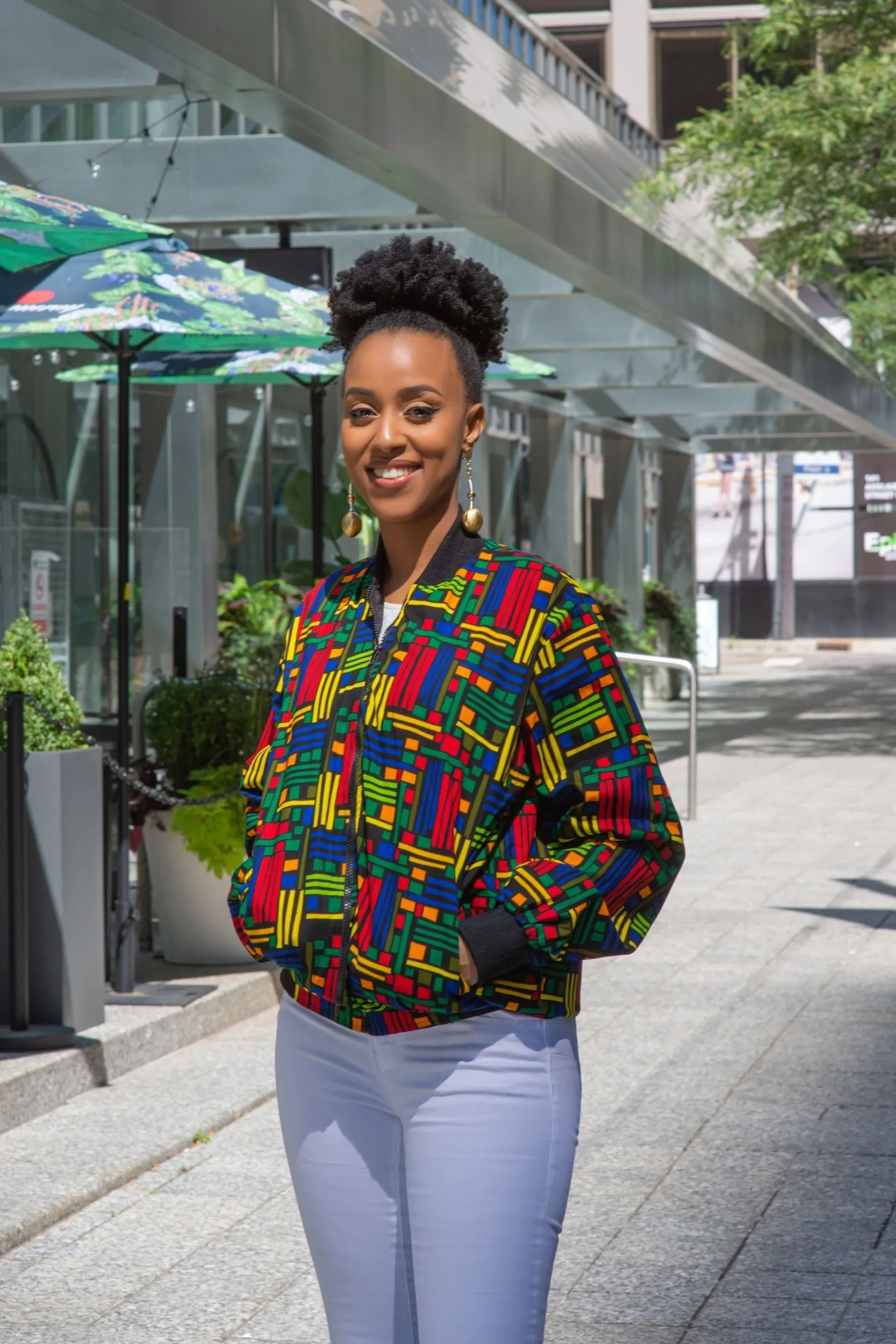 UZI African Print Unisex Bomber Jacket