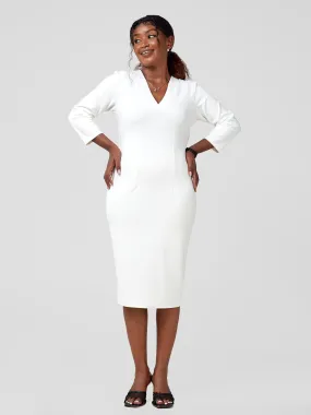 Vivo J.O V-Neck Sheath Dress - Off-White