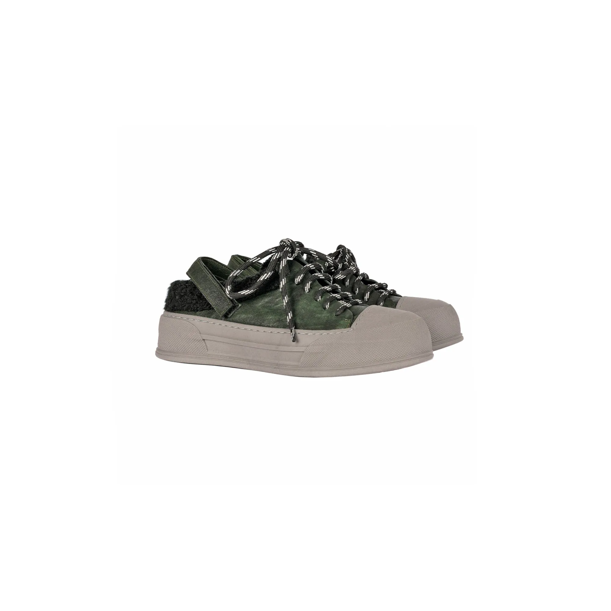 Wool Sabot Sneaker Grattato Forest Green